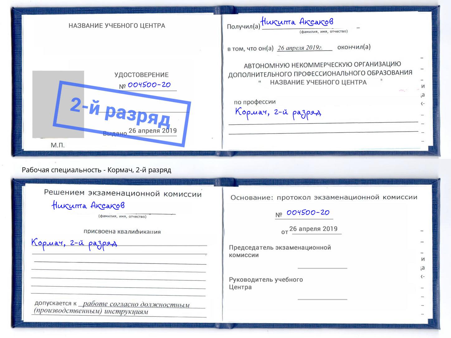 корочка 2-й разряд Кормач Тайшет